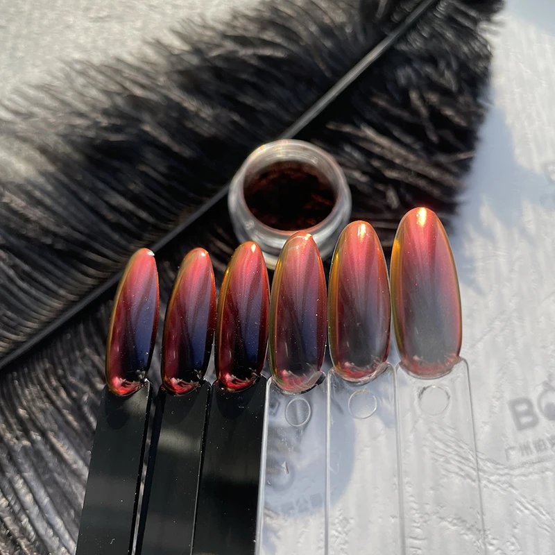 Hot Sale BOKO 0.2g/pc New Magic Chameleon Black Hole to Red Pigment Mirror Nails Chrome Powder For Art Decoration