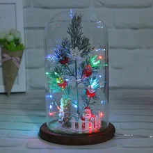 Рождественская кукла в стеклянном куполе на деревянной основе для рождественских подарков USB лампы с розами Рождественский Санта светодиодный микро пейзаж