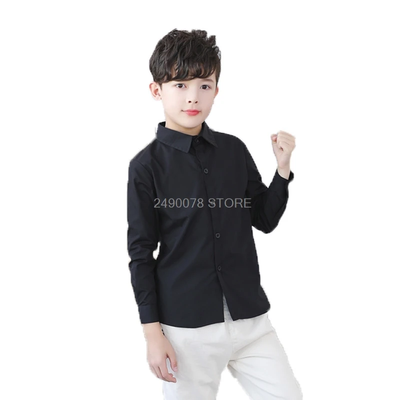 Boys White Shirts for Kids Clothes Solid Cotton Formal Shirt for boys Teenagers School Performance Uniform 4-16 Years Old kids shirts