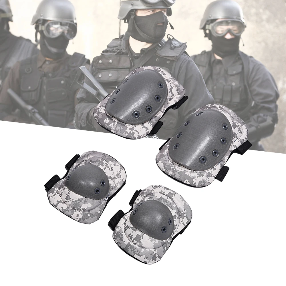 

Pack of 4 Adult Tactical Combat Knee & Elbow Protective Pads Professional Gear Sports Hunting Military Knee Elbow Protector Set