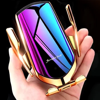 

Qi Car Phone Holder 10W Fast Charging Wireless Charger 360 Rotation infrared Sensor Automatic Clamping GPS Cellphone Bracket R1