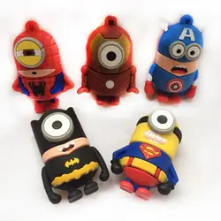 Прекрасный мультфильм Супермен герои флешки большие глаза 32 Гб USB флеш-накопитель 64 ГБ 128 ГБ Бэтмен u диск 8 ГБ 16 ГБ флеш-накопитель Капитан