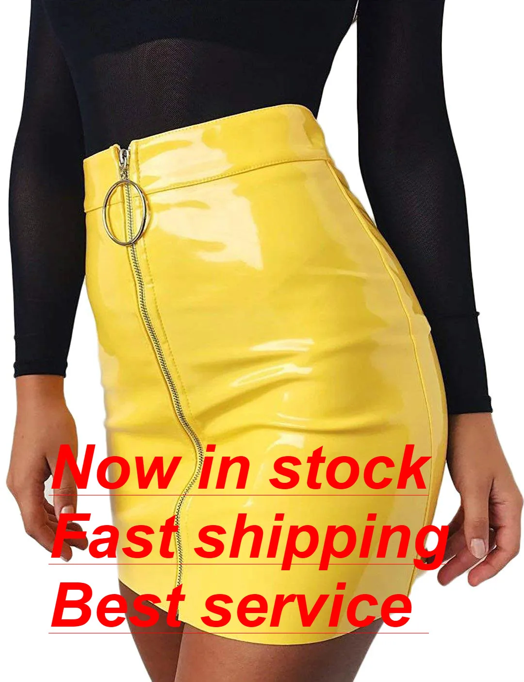 

Women High Waist PU Leather Mini Skirt Plain Flared Pleated Skirt Short Sexy