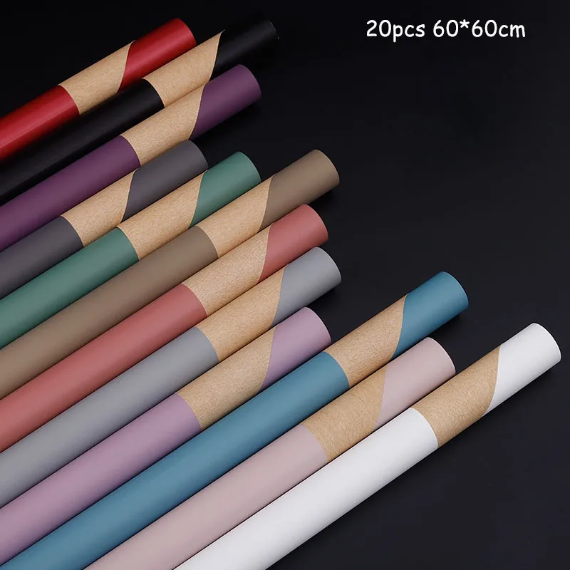 

20pcs Two-color Flower Wrapping Paper Waterproof Bouquet Paper Kraft Paper Color Flower Shop Packaging Material