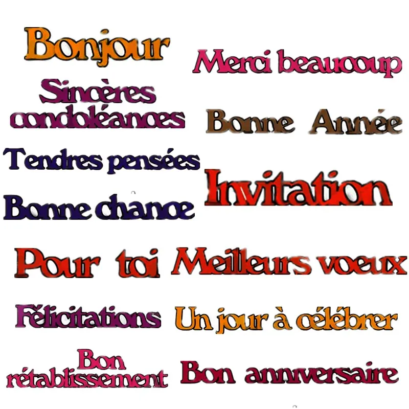 

basic French language words metal cutting dies cut die mold diy scrapbooking cards making paper craft knife mould dies new 2019