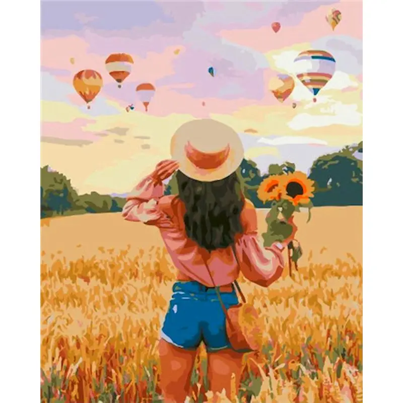 

GATYZTORY Frame Balloon Girl DIY Painting By Numbers Landscape Paint By Numbers For Home Wall Art Picture Unique Gift