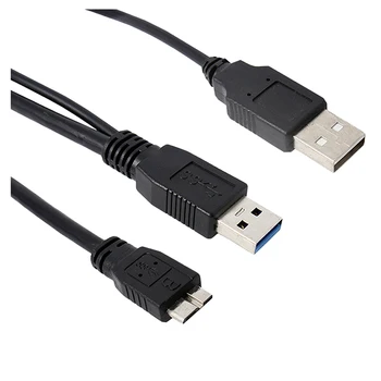 

0.5m High Speed Dual USB 3.0 A Male to Micro B Y Cable Move Hard Disk Cable Black