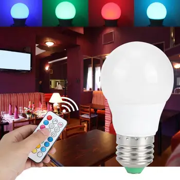 

AC 85-265V 3W E27 RGB LED Light Bulb Colorful Decorating Lamp with Remote Control