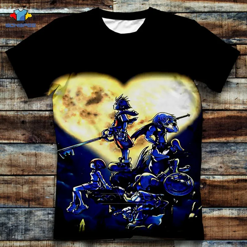

SONSPEE Summer Fashion Men Funny Top Kingdom Heart Animation T-shirt 3D Print Aesthetic Harajuku Short Sleeve T shirt Women