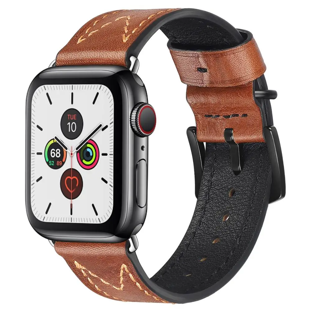 Ремешок из коровьей кожи для Apple Watch 5 Band 44 мм iWatch Series 4 3 2 1 умные Аксессуары 42 петля