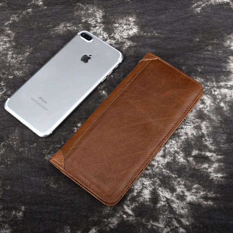 

Men First Layer Cow Leather Wallet Retro Oil Wax Cowhide Leather Wallet Coin Card Bit More Wallet