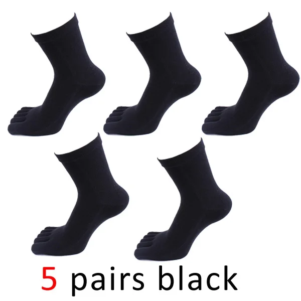 VERIDICAL, 5 пар, Брендовые мужские деловые модельные носки с отдельными пятью пальцами ног, высокие лодыжки, 100 хлопок, длинные носки, высокое качество, meias masculino - Цвет: Черный