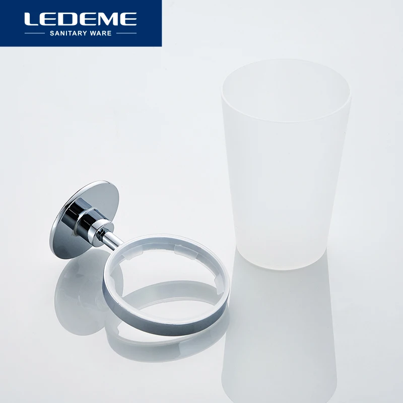 LEDEME Toothbrush Tooth Cup Holder Plastic Cup Wall Mounted Zinc Stainless Steel Bath Single Rack Bath Accessories L5706