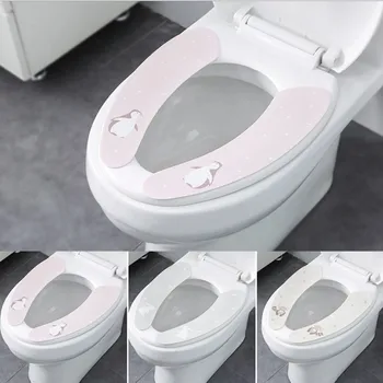 

Warm Soft Non-woven Fabrics Bathroom Closestool Seat Cover Toilet Lid Pad 1 Pair Toilet Seat Cover Home Decoration