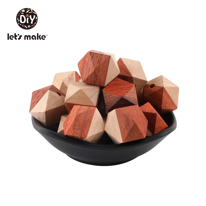 Let's Make Wooden Teether Beads Octagonal Beads 10pcs Set 20mm Maple DIY Pacifier Chain Accessories Baby Items Childen's Goods