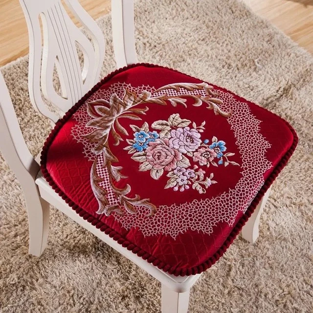 Европейский Стильный обеденный стул Подушка Decoractive Coussin коврик кухонный офисный диван покрывало на кресло Сидящая Подушка цветочный узор сиденье коврик - Цвет: Flower good moon red