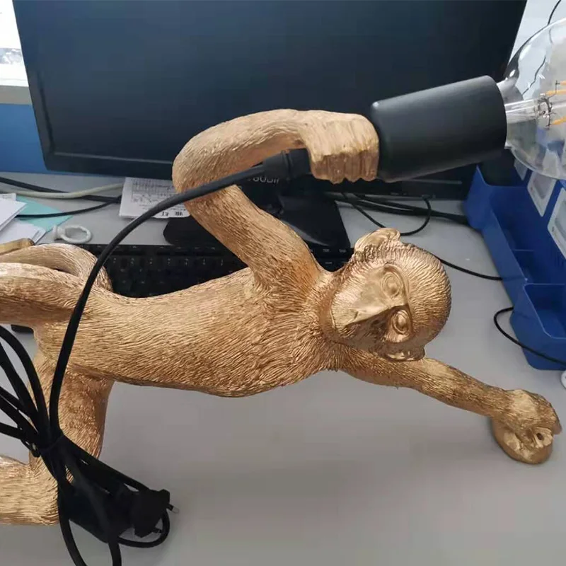 Kaufen Harz Gold Affe Anhänger Lampe Hängen Wand Wohnzimmer Licht Pendante glanz E27 Birne Kroonluchter Luces Dekoration Plafondlamp