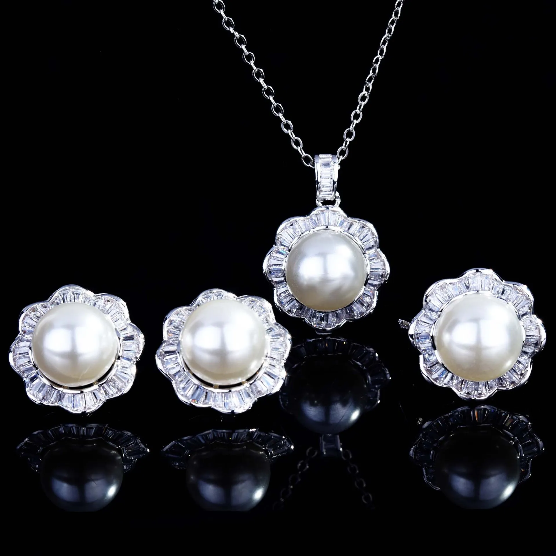 

100% Natural Pearl Stud Earrings Genuine Natural Freshwater Pearl Pendant Rings for Women Exquisite Wedding Real Gold Jewelry