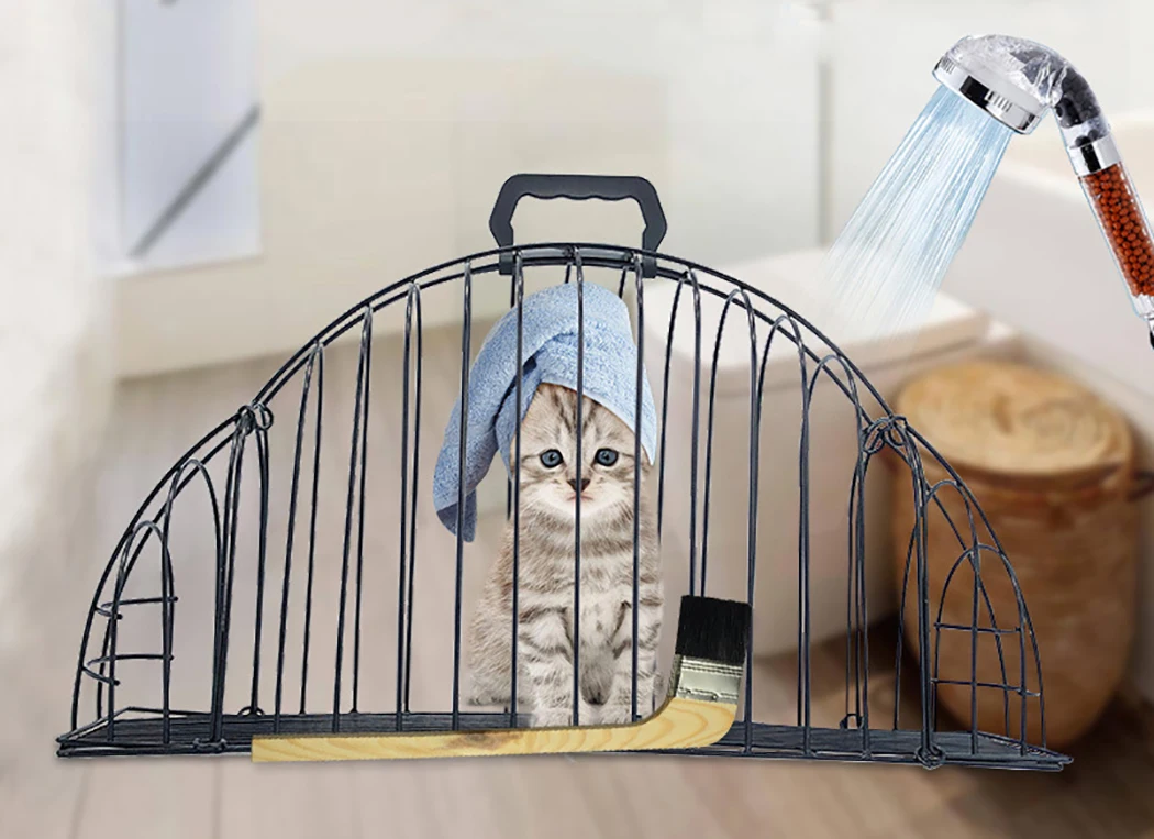 Корма для животных, кошачья клетка для ванны, устойчивая к укусам, двойные двери, клетка для кошек для обрезки ногтей, инъекционная изоляция для домашних животных, товары для ухода за кошкой и собакой