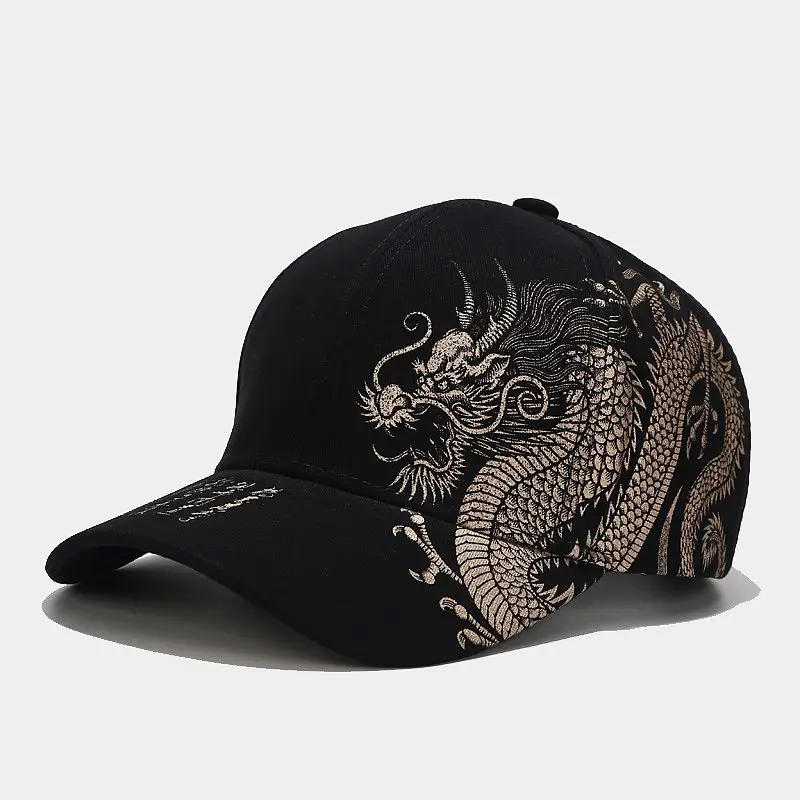Китайская хлопковая бейсболка с принтом дракона Регулируемая Кепка Snapback для