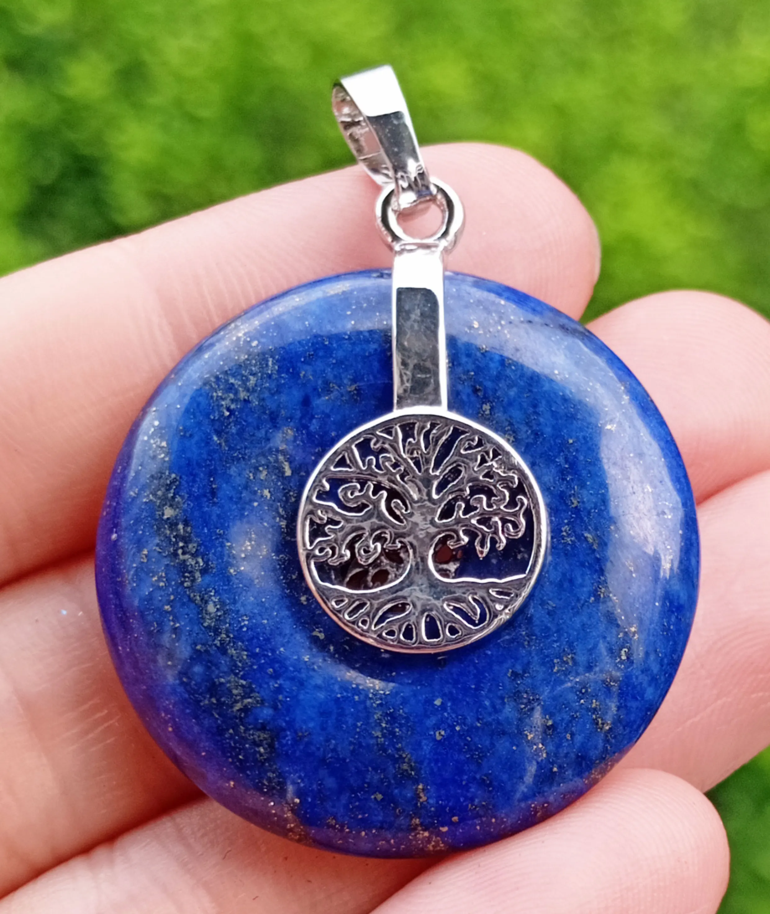

Lapis Lazuli stone Tree of life Pendant Magic Energy Reiki Healing Amulet round