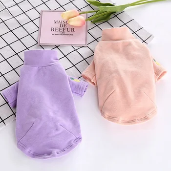 

Pet Dog Clothes Thick Cotton Shirt Jacket Dog Clothing Pink Purple Little Dog Turtleneck Sweater