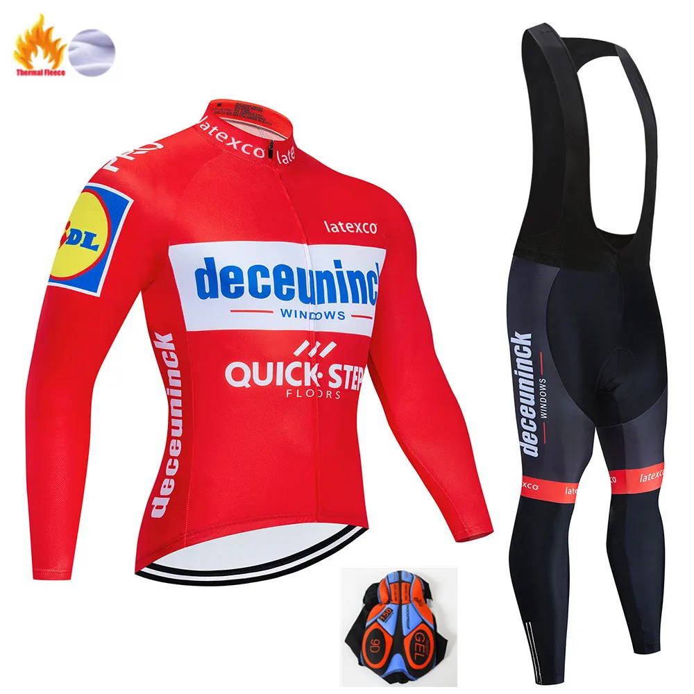 Winter Cycling suit QUICK STEP Pro Team Велоспорт Джерси зимний комплект с длинным рукавом Одежда для велоспорта Теплая Флисовая одежда для горного велосипеда мужская форма для шоссейного велосипеда - Цвет: Winter Cycling suit