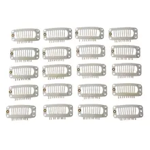 NEW-20pcs creamy-white Nine-tooth Clip for hair extension snap clip for DIY use(creamy-white) 32MM L
