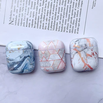

2019 newest pink blue marble hard pc for apple airpods 1/2 protective charging case bluetooth wireless headphone cover