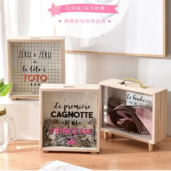 

Creative Wooden Artistic Fresh Piggy Bank Bedroom Desktop Decoration Ornaments Sundries Storage Box Props