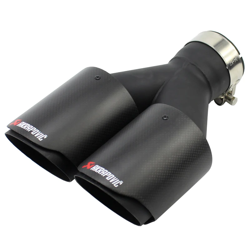 

1PC: Universal Carbon Fiber Akrapovic Exhaust Tip Car Exhaust Muffler Pipe Dual End Tips Tialpipe Outlet 89mm 101mm