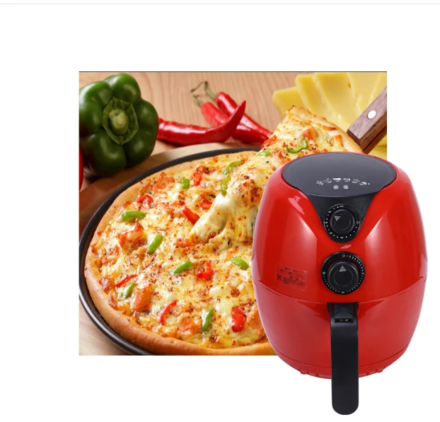 3L Air Fryer Automatic chicken fish baker household chips nuggets mozzarella stick maker Oven NO smoke Oil - Color: Red