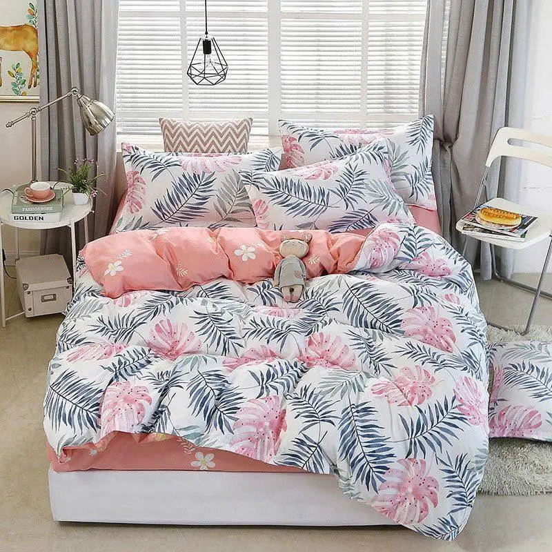 (40)Tropical Plant 4pcs Kid Bed Cover Set Duvet Adult Comforter Bedding Sets Child King Size | Дом и сад