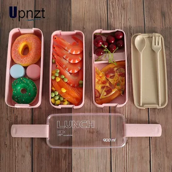 

Portable Healthy Material Lunch Box Wheat Straw Bento Boxes Microwave Dinnerware Food Storage Container Foodbox