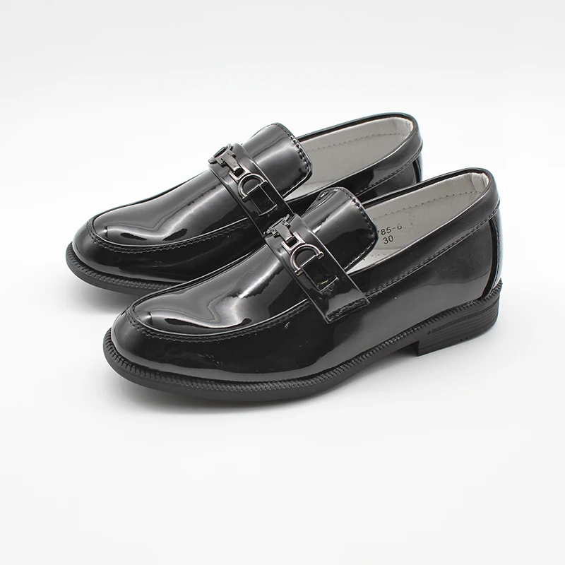 

2019 New Boys Slip-On Buckle Loafers Kids Boys Formal Smart Slip On Black Patent Loafers Wedding School Shoes