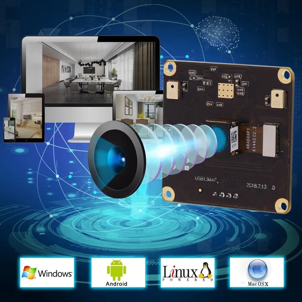 ELP IMX214 CMOS Мини HD цветная печатная плата без искажений 13 мегапиксельная веб камера