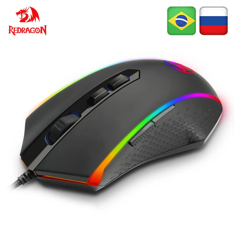 Redragon CHROMA M710 USB Проводная игровая компьютерная мышь 10000 dpi 8 кнопок 7 цветов с подсветкой программируемая эргономичная для PC Gamer