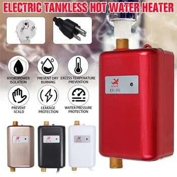 

3-3.8kW Electric Water Heaters Instantaneous Instant Tankless Kitchen Water Heaters Faucet Temp Display Heating Shower Universal