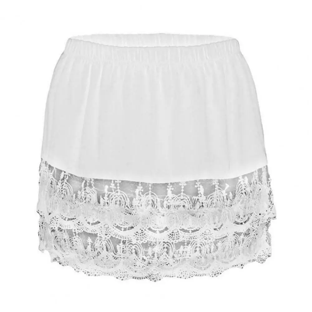 Women Short Petticoat Mini Skirt Shirt Extender Lace Hollow Stitching Sweater Clothing Black White Wedding Dress Accessories