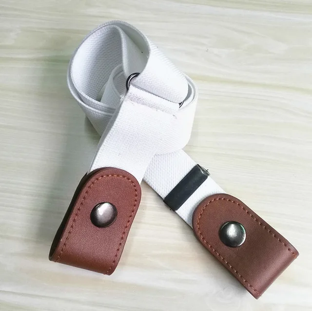 white and brown -b Без пряжки, эластичный пояс для джинсовых брюк, платья без пряжки, эластичные пояса для талии, подходят для модных женщин, мужчин и девочек, пряжка из сплава - Цвет: white and brown -b