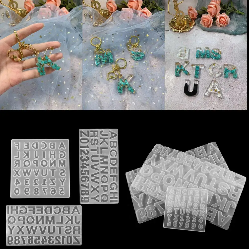 

3 Style Letters Crystal Epoxy Resin Mold For Hand Craft Epoxy Resin Molds Fit Key Chain DIY Jewelry Making Findings Accessories