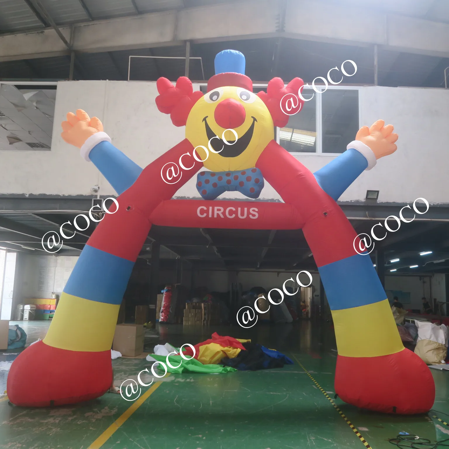 

free air ship to door!6m width Festival event inflatable archway funny clown character arch for party