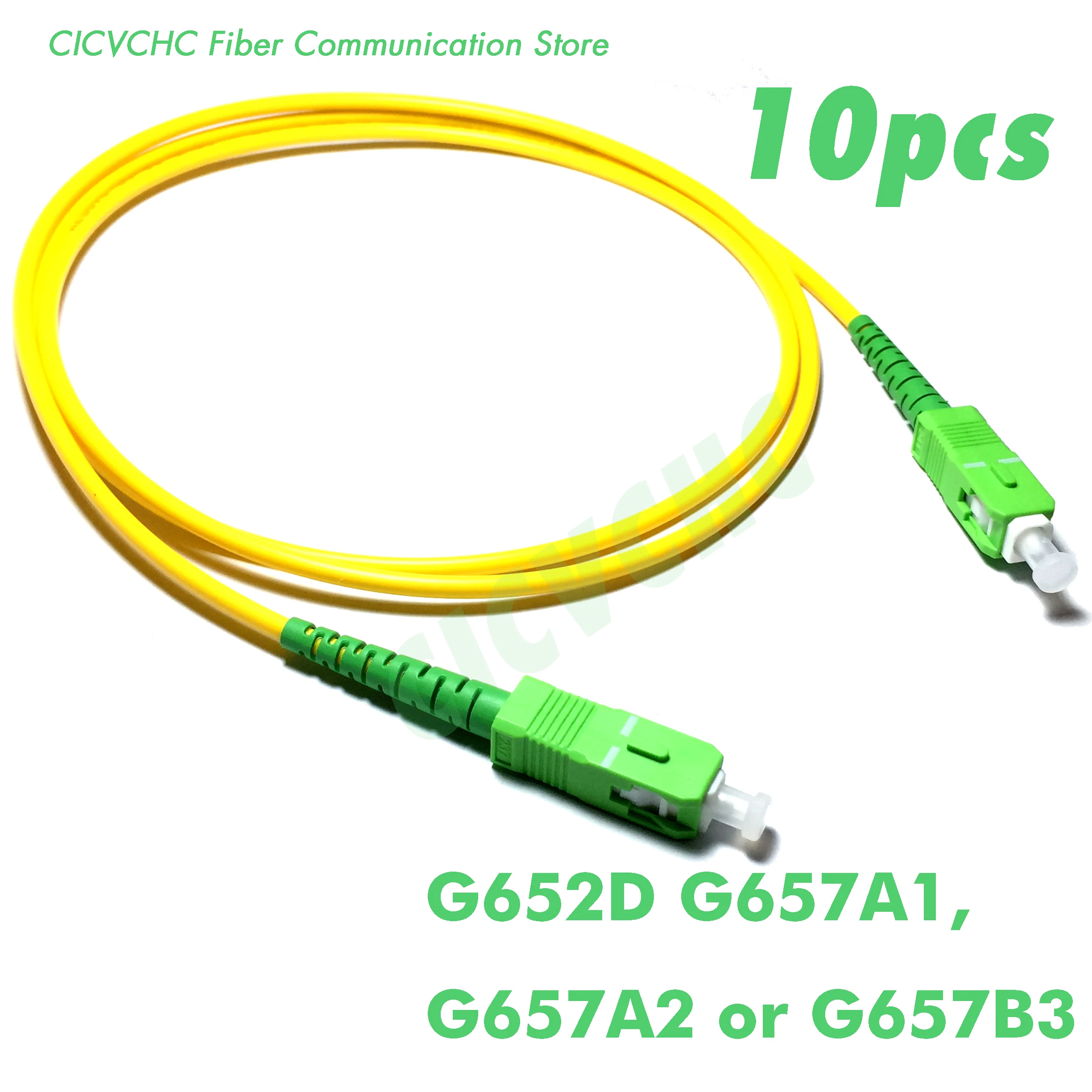 10pcs SC/APC-SC/APC Fiber Patchcord-SM(9/125) G652D or G657A1-1m, 1.5m or 5m-3.0mm Cable / Jumper