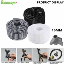 2M 16MM Flexible Spiral Cable Organizer Storage Pipe Cord Protector Management Cable Winder Desk Tidy Cable Accessories Tools
