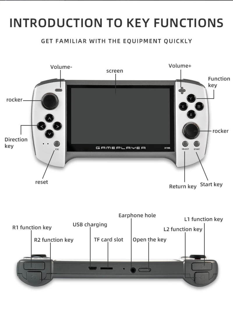 5.1 Inch Handheld Portable Game Console X19s Dual Joystick 8GB Preloaded 1000 Games Support TV Out Video Game Camera Machine