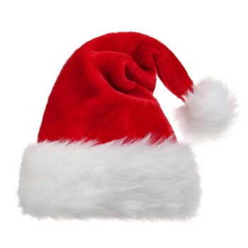 

Santa Claus Caps Hat with Plush Trim Comfortable for Christmas Party Costume FPing