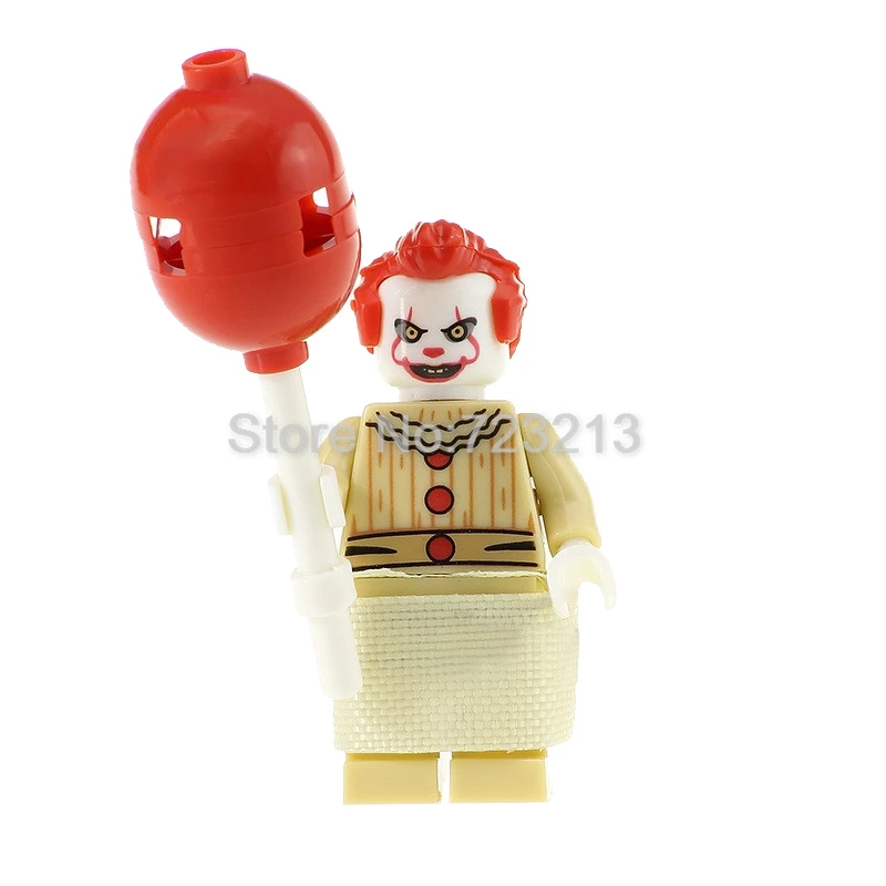 Pennywise B Одиночная распродажа, набор колец из фильма ужасов, Billy Freedy Jeepers, криперы, Leatherface, комедия, строительные блоки, комплекты кирпичей, игрушки - Цвет: Pennywise B