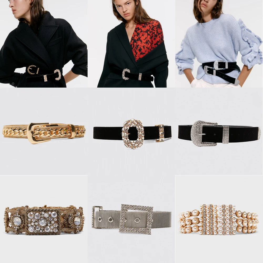 

Miwens ZA 2019 Luxury Sparkly Crystal Belts For Women Trendy Maxi Buckle Belt Boho Handmade Leather Pearl Statement Belt Jewelry