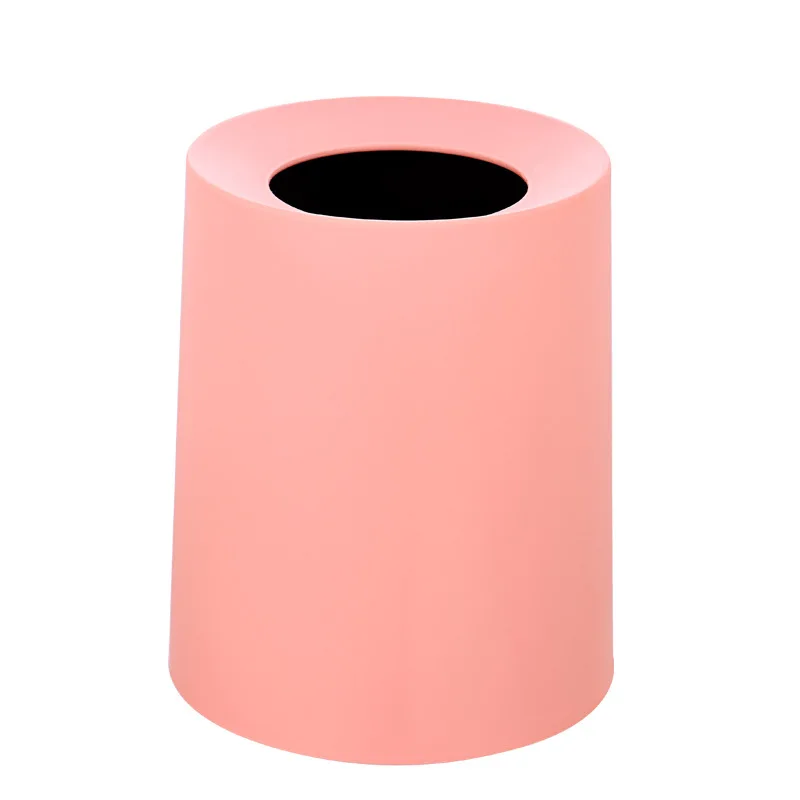 Скандинавский пластиковый матовый мусорный ящик 12л двухслойный без крышки мусорные банки ведро для хранения отходов Домашний Органайзер для ванны, кухни - Цвет: Pink
