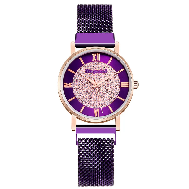 WJ-8839 стразы, роскошные женские часы, римские цифры, кварцевые наручные часы, женские часы с магнитной пряжкой, браслет